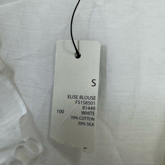 Tahari NEW ELISE Silk Cotton Ruffle Blouse Top Lightweight Sheer Slits Neutral S - Picture 11 of 15
